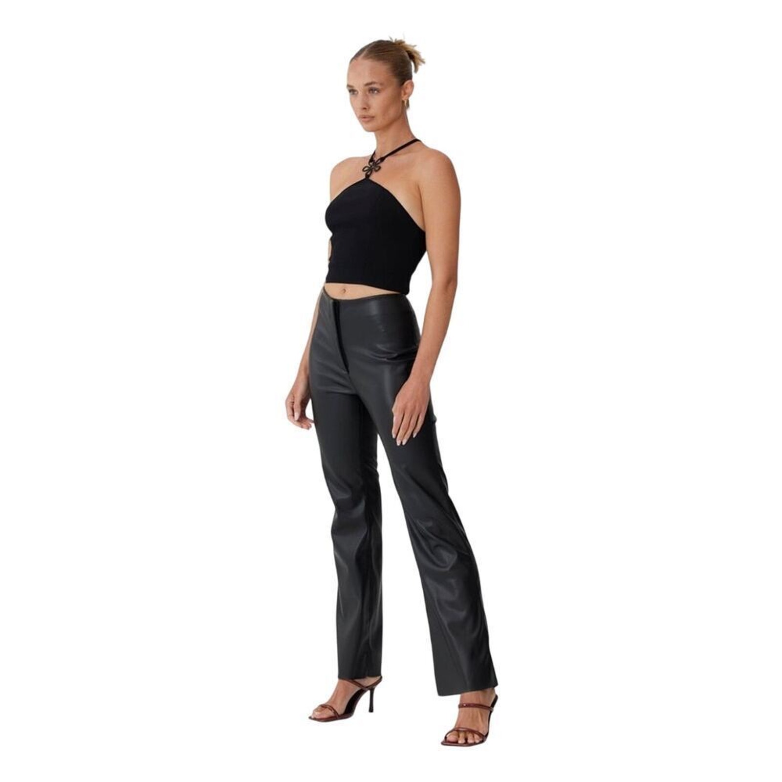 Finders Keepers Faux Leather High Rise Flare Pants M Nwt